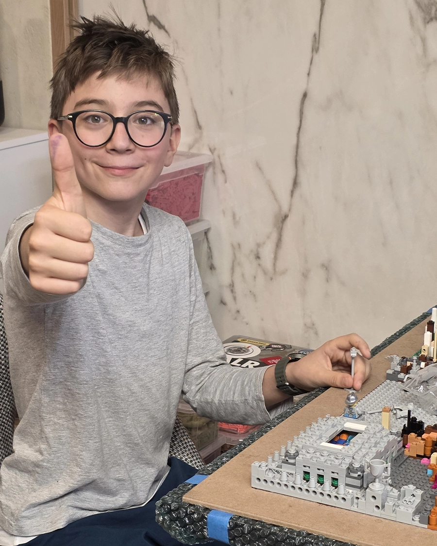 Albert Oprea working on a Brickasso® artwork